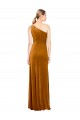 Gold A-Line One Shoulder Long Formal Dress