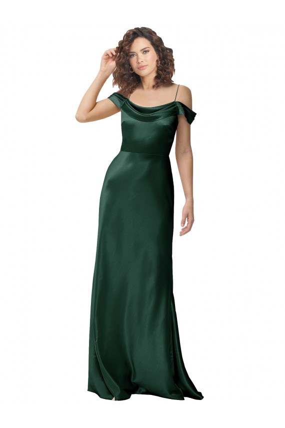 V-Back Hunter A-Line Spaghetti Straps Long Formal Dress