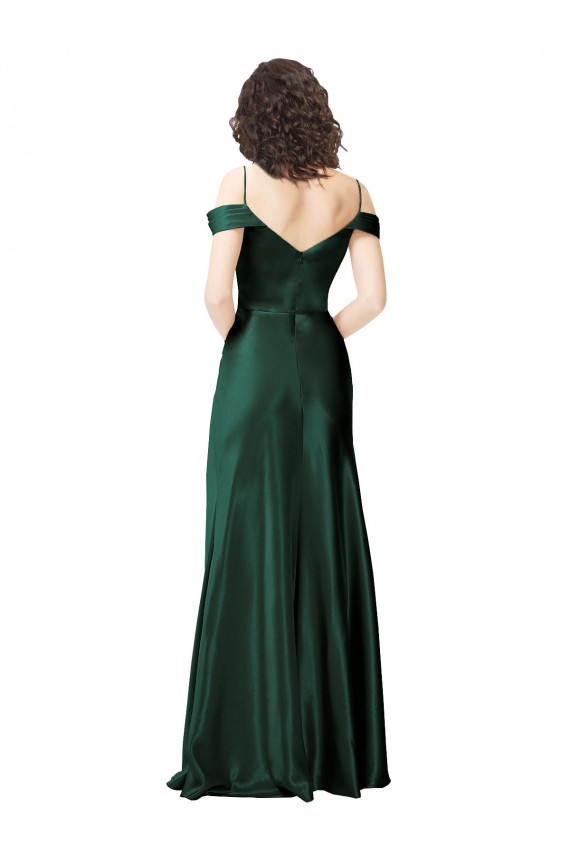 V-Back Hunter A-Line Spaghetti Straps Long Formal Dress