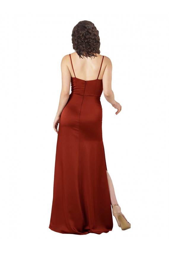 Low Back Red A-Line Square Neck Long Formal Dress
