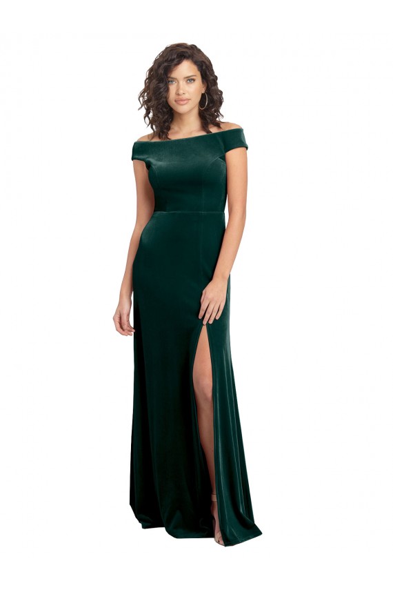 Dark Green A-Line Square Neck Long Formal Dress