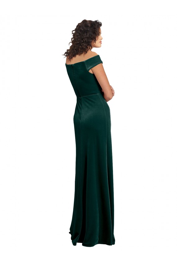 Dark Green A-Line Square Neck Long Formal Dress