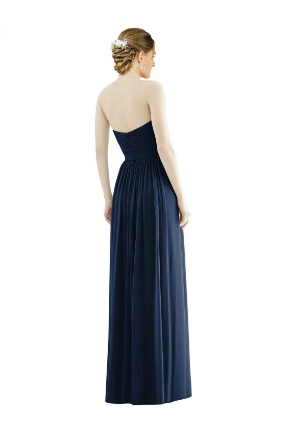 Dark Navy A-Line Strapless Long Formal Dress