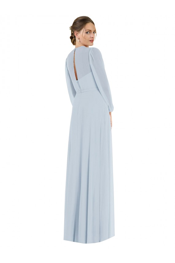 Keyhole Back Sea Glass A-Line Strapless Long Formal Dress