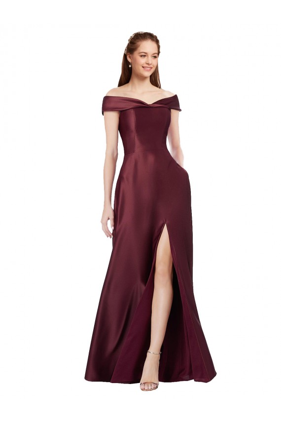 Burgundy Gold A-Line Strapless Long Black Tie Formal Dress