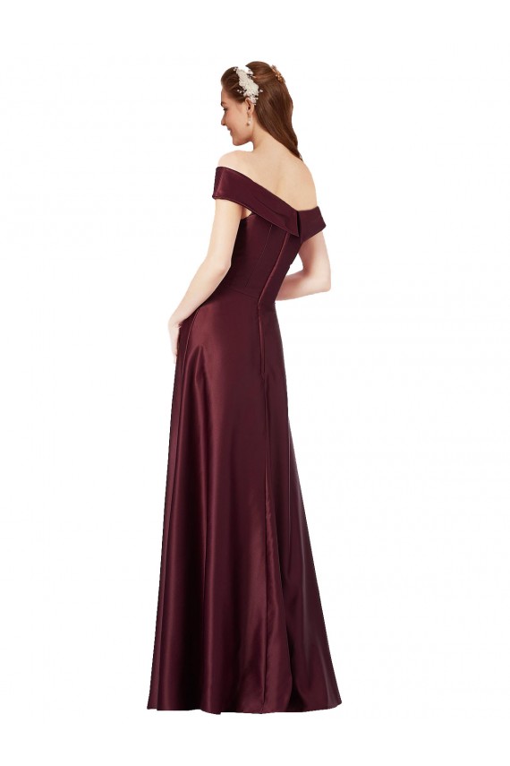 Burgundy Gold A-Line Strapless Long Black Tie Formal Dress