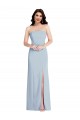 Low Back Light Sky Blue A-Line Strapless Long Formal Dress