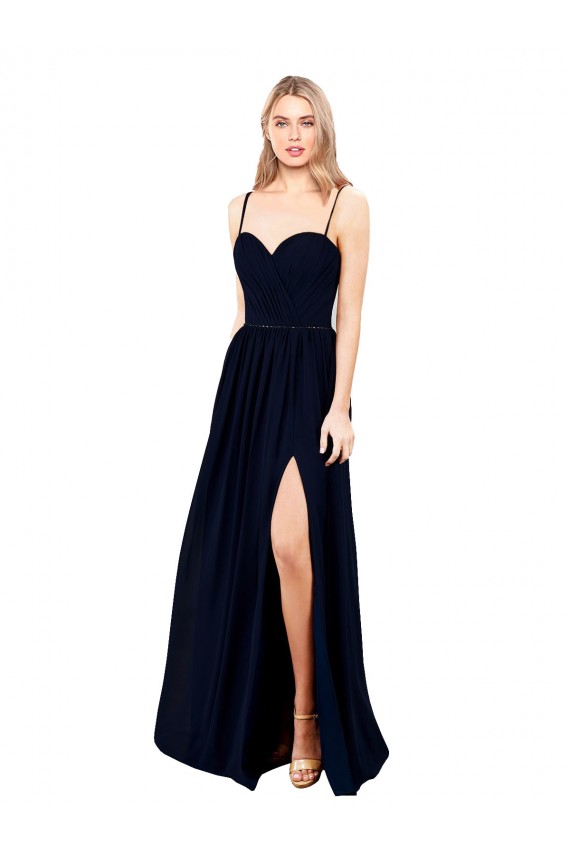 Dark Navy A-Line Sweetheart Long Formal Dress