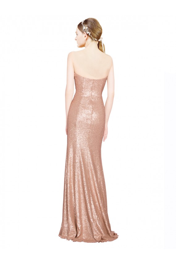 Low Back Rose Gold A-Line Sweetheart Long Formal Dress