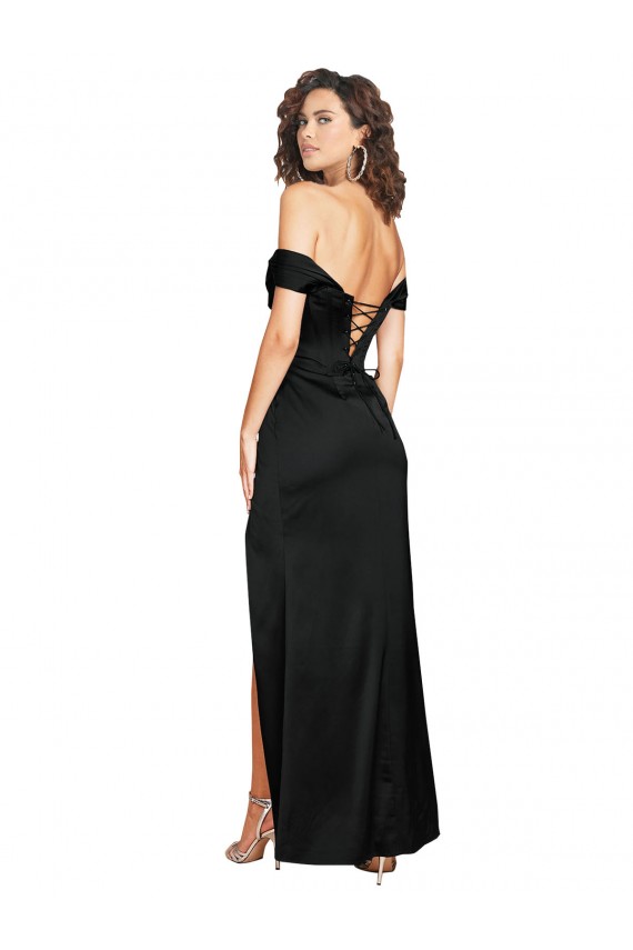 Low Back Black A-Line Sweetheart Long Black Tie Formal Dress