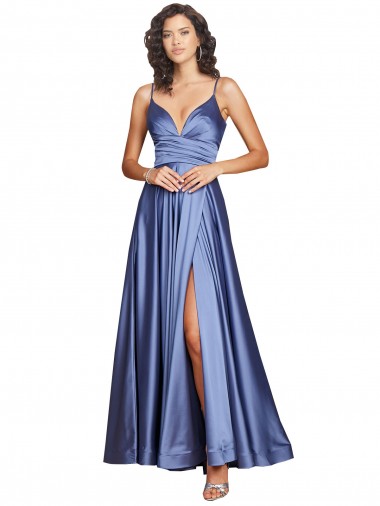 Cheap Low Back French Blue A-Line Sweetheart Long Black Tie Formal Dress UK