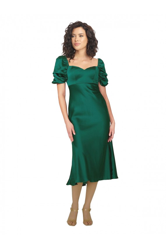 Low Back Hunter A-Line Sweetheart Midi Length Formal Dress
