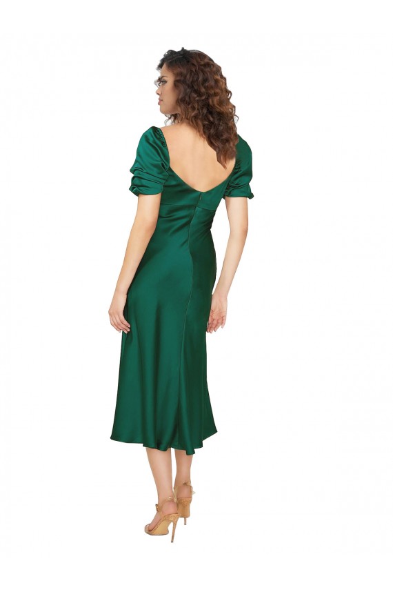 Low Back Hunter A-Line Sweetheart Midi Length Formal Dress