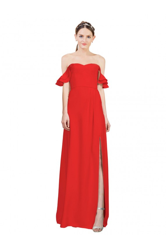 Red A-Line Sweetheart Long Formal Dress