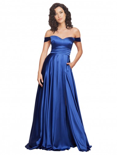 Cheap Royal Blue A-Line Sweetheart Sweep Train Formal Dress UK