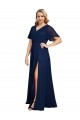 Dark Navy A-Line V-Neck Long Formal Plus Size Formal Dress