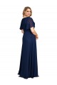 Dark Navy A-Line V-Neck Long Formal Plus Size Formal Dress