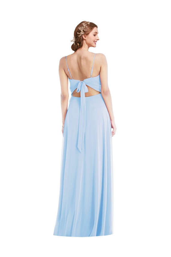 Light Sky Blue A-Line V-Neck Long Formal Dress