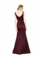 Low Back Burgundy A-Line V-Neck Long Black Tie Formal Dress
