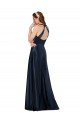 Keyhole Back Dark Navy A-Line V-Neck Long Formal Dress