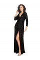 Black A-Line V-Neck Long Formal Dresses