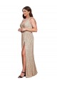 Gold A-Line V-Neck Long Black Tie Plus Size Formal Dress