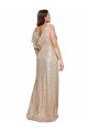 Gold A-Line V-Neck Long Black Tie Plus Size Formal Dress
