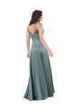 V-Back Black A-Line V-Neck Long Formal Dress