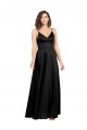V-Back Black A-Line V-Neck Long Formal Dress