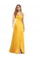 Open Back A-Line V-Neck Sleeveless Long Formal Dress