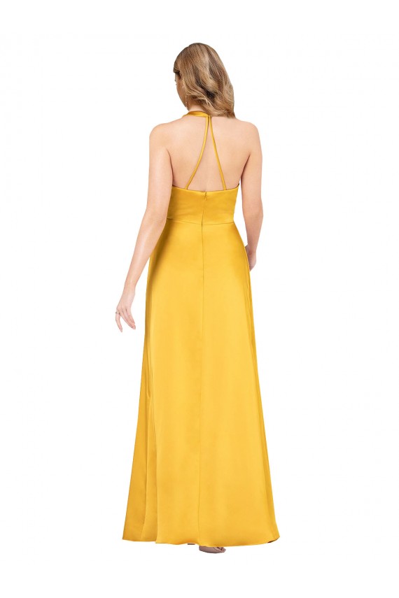 Open Back A-Line V-Neck Sleeveless Long Formal Dress