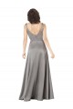 Pearl Grey A-Line V-Neck Long Formal Dress
