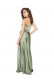 V-Back Smoke Green A-Line V-Neck Long Formal Dress