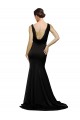 Low Back Black A-Line V-Neck Sweep Train Formal Dress