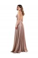 Low Back Dusty Pink A-Line V-Neck Long Black Tie Formal Dress