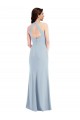 Open Back Light Sky Blue A-Line V-Neck Long Formal Dress