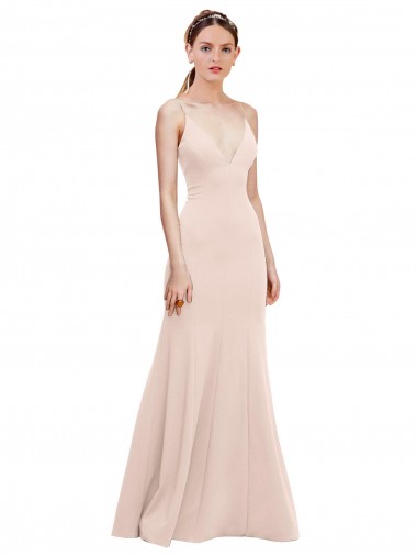 Cheap V-Back Pink A-Line V-Neck Long Formal Dress UK