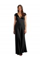 Keyhole Back Black A-Line V-Neck Long Formal Dress