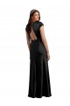 Keyhole Back Black A-Line V-Neck Long Formal Dress