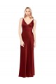 V-Back Burgundy A-Line V-Neck Long Formal Gowns