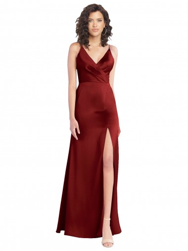 Cheap V-Back Burgundy A-Line V-Neck Sleeveless Long Formal Dresses UK