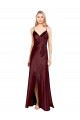 Burgundy Gold A-Line V-Neck Long Formal Dresses