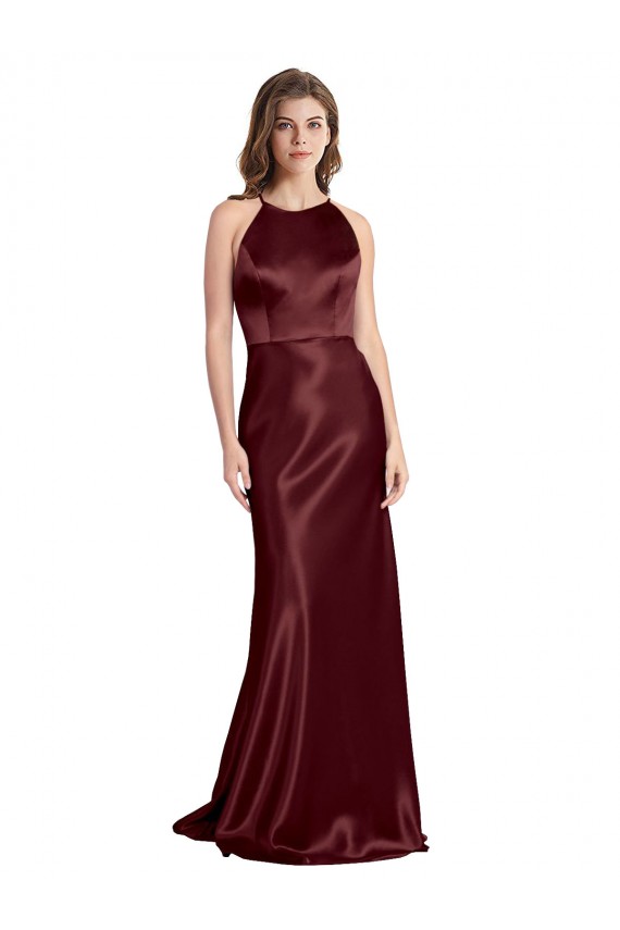 Burgundy Gold A-Line V-Neck Long Formal Dress