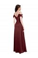 Burgundy Gold A-Line V-Neck Sleeveless Long Formal Dress