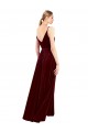 V-Back Burgundy A-Line V-Neck Long Formal Dresses