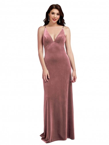 Cheap Low Back Cinnamon Rose A-Line V-Neck Long Formal Dress UK