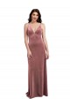 Low Back Cinnamon Rose A-Line V-Neck Long Formal Dress