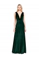 V-Back Dark Green A-Line V-Neck Long Formal Dress