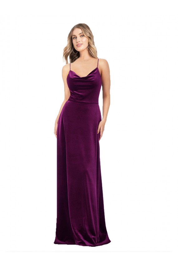 Open Back Grape A-Line V-Neck Long Formal Dress