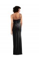 Low Back Black Column Cowl Neck Long Black Tie Formal Dress